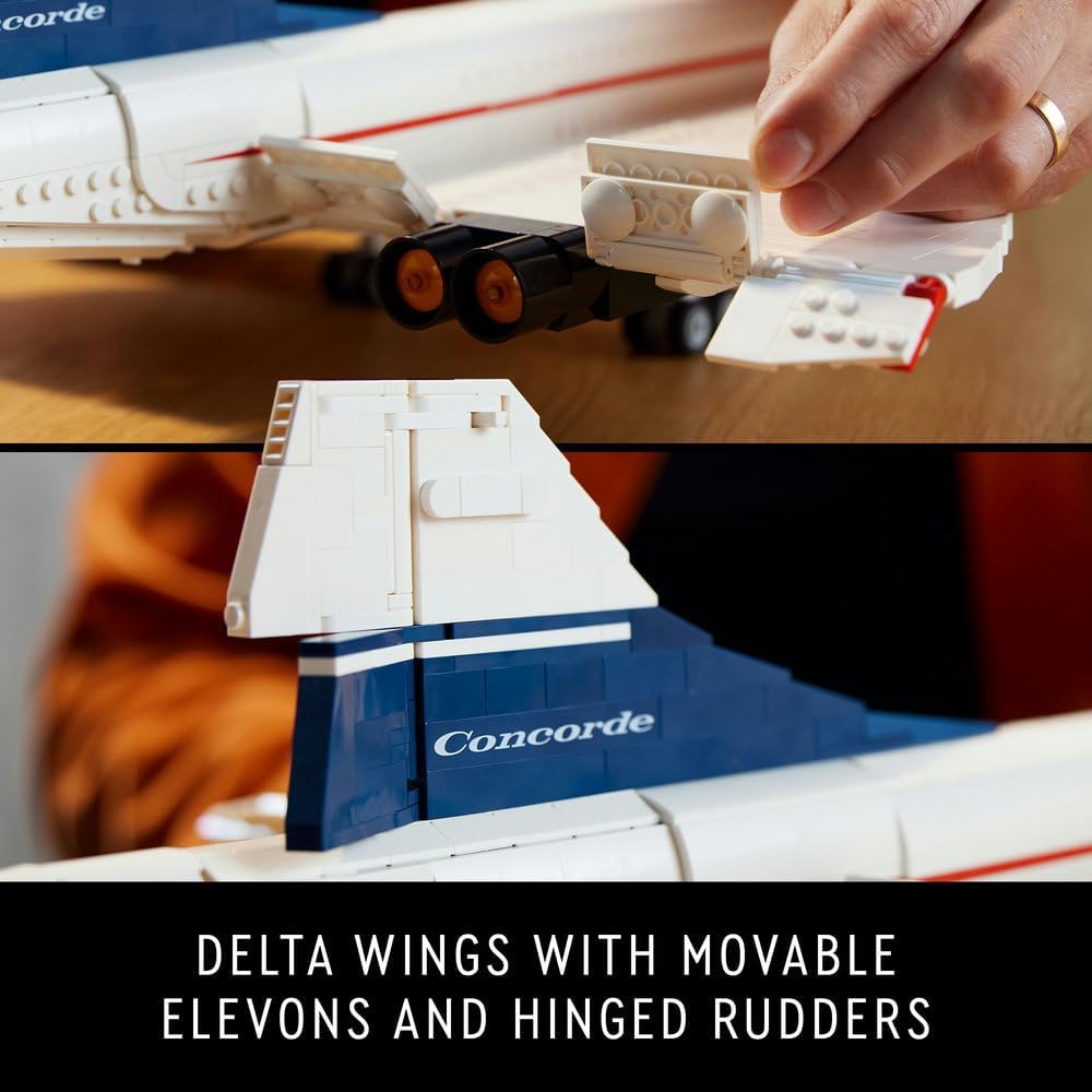 LEGO Icons Concorde Model Plane Kit for Adults to Build, Iconic Airplane Replica Set with Authentic Details and 3 Display Modes, Ideal Gift for Men, Women, Him, Her 10318