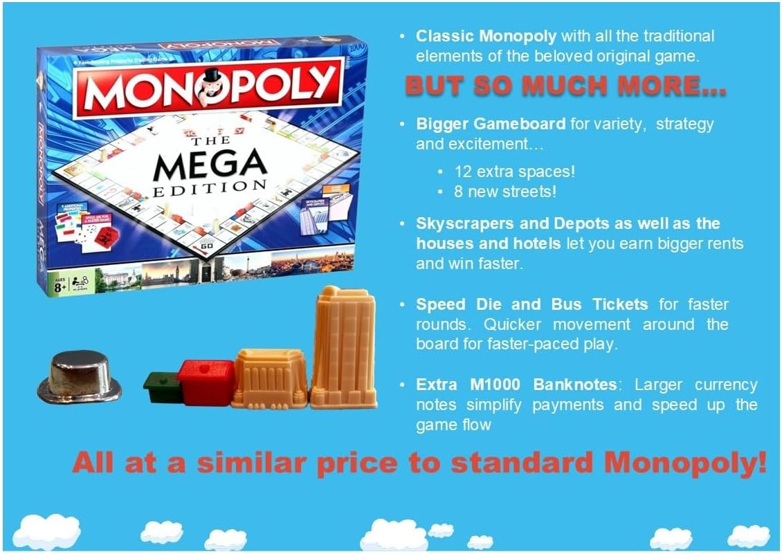 Winning Moves Monopoly Mega Edition Board Game for 2-6 Players