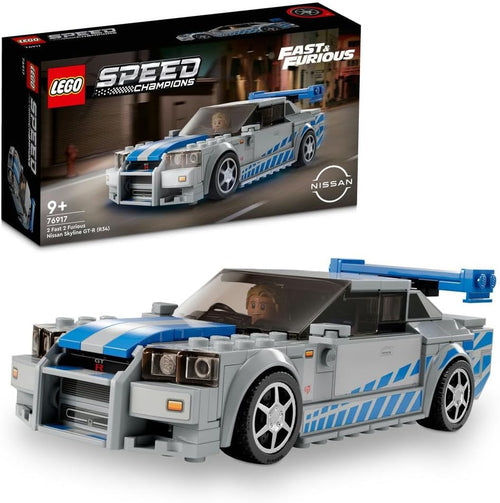 LEGO 76917 Speed Champions 2 Fast 2 Furious Nissan Skyline GT-R (R34) Race Car Toy Model Building Kit, Collectible with Racer Minifigure, 2023 Set for Kids