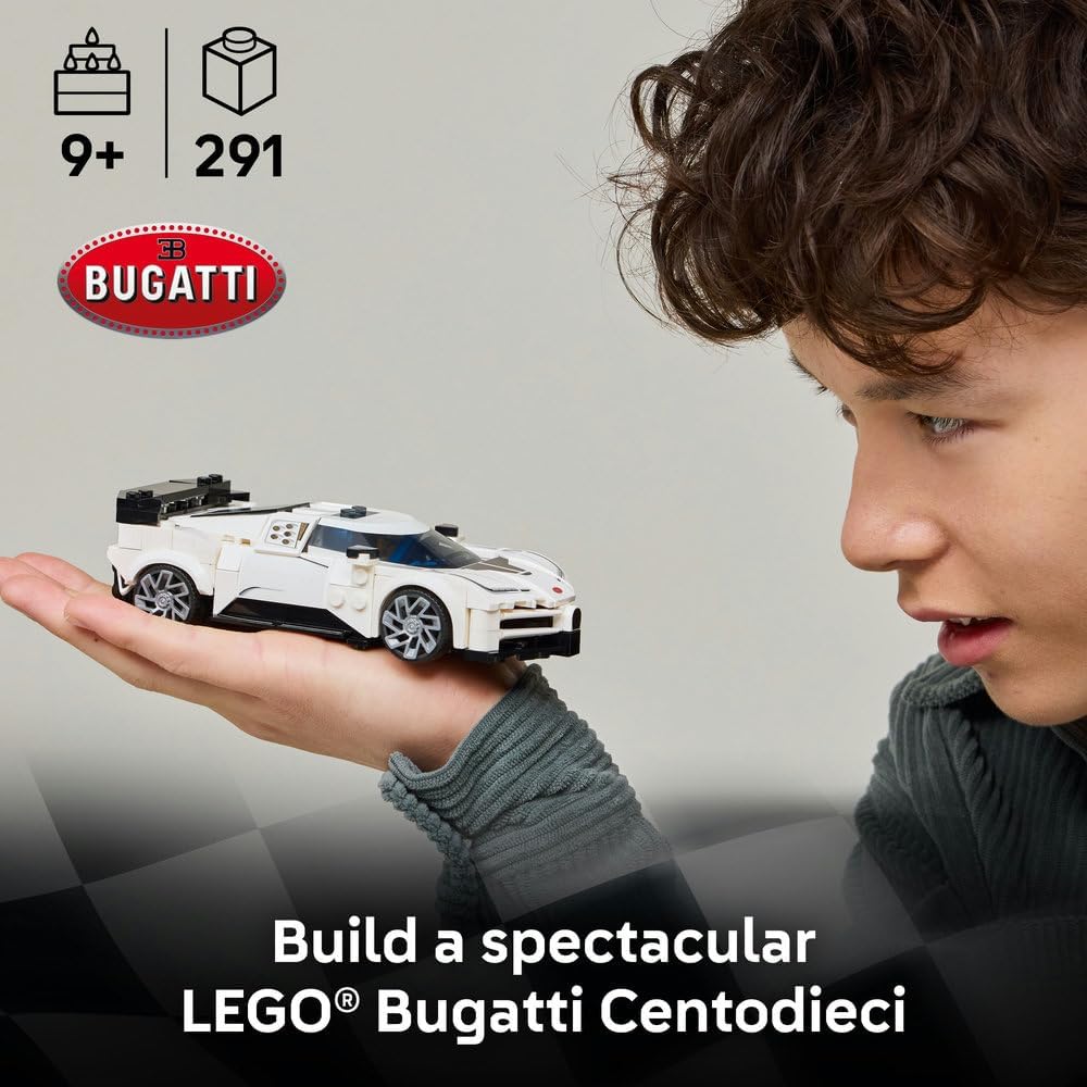 LEGO Speed Champions Bugatti Centodieci Hyper Sports Car Toy - Car Model Kit with a Driver Minifigure - Birthday Gift for 9+ Year Old Boys - 77240