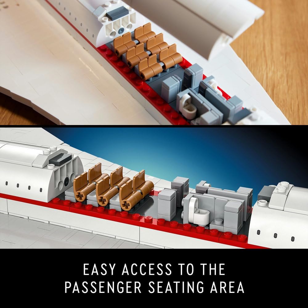 LEGO Icons Concorde Model Plane Kit for Adults to Build, Iconic Airplane Replica Set with Authentic Details and 3 Display Modes, Ideal Gift for Men, Women, Him, Her 10318