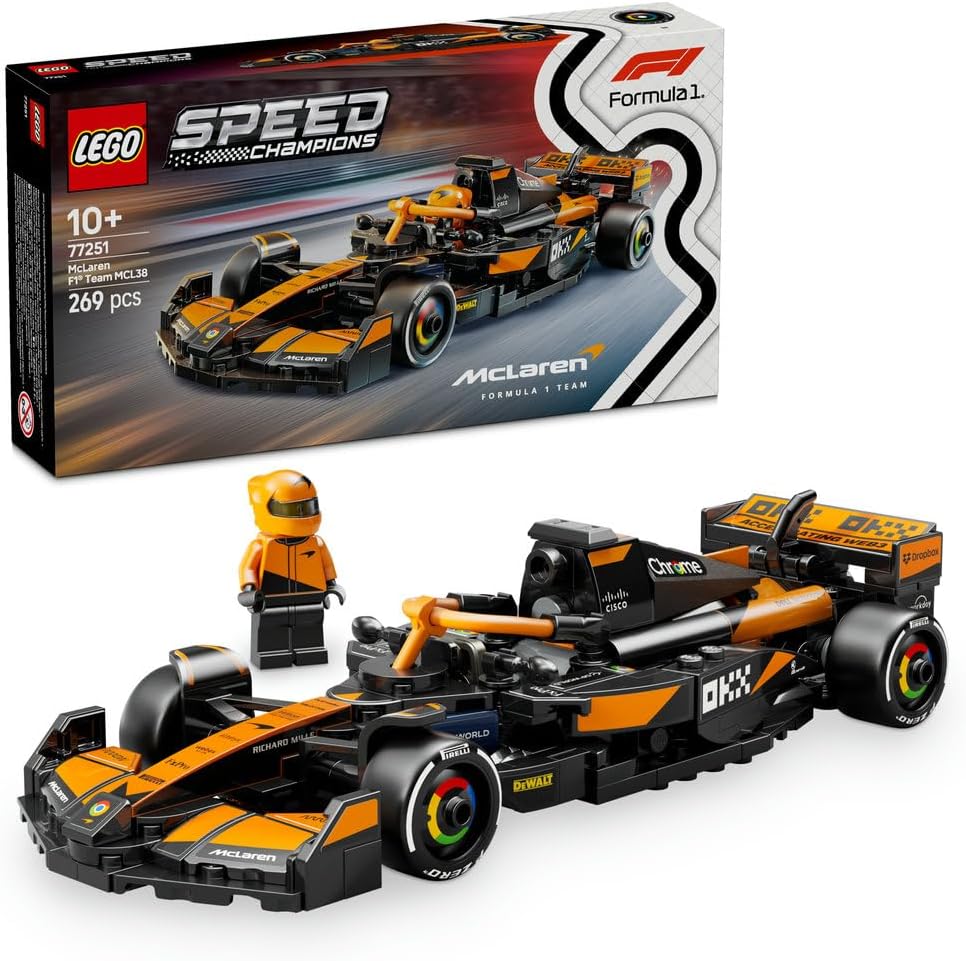 LEGO Speed Champions McLaren F1 Team MCL38 Race Car Toy with a Collectible Formula 1 Driver Minifigure - Model Kits for 10+ Year Old Boys & Girls or Adult Motorsport Fans 77251