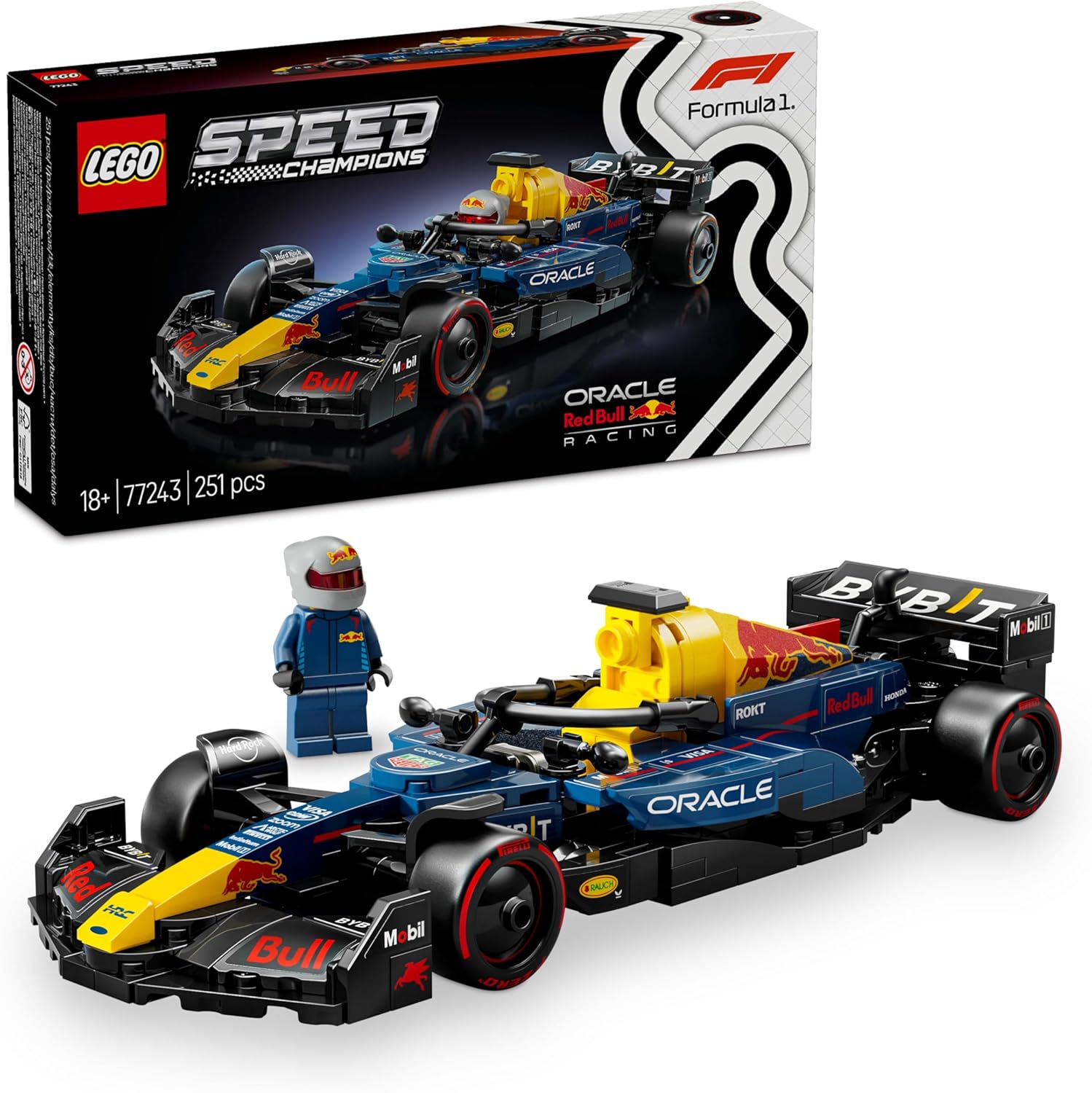 LEGO Speed Champions Oracle Red Bull Racing RB20 F1 Race Car Model with a Collectible Formula 1 Driver Minifigure - Display Set for Adult Motorsport & Racing Fans 77243